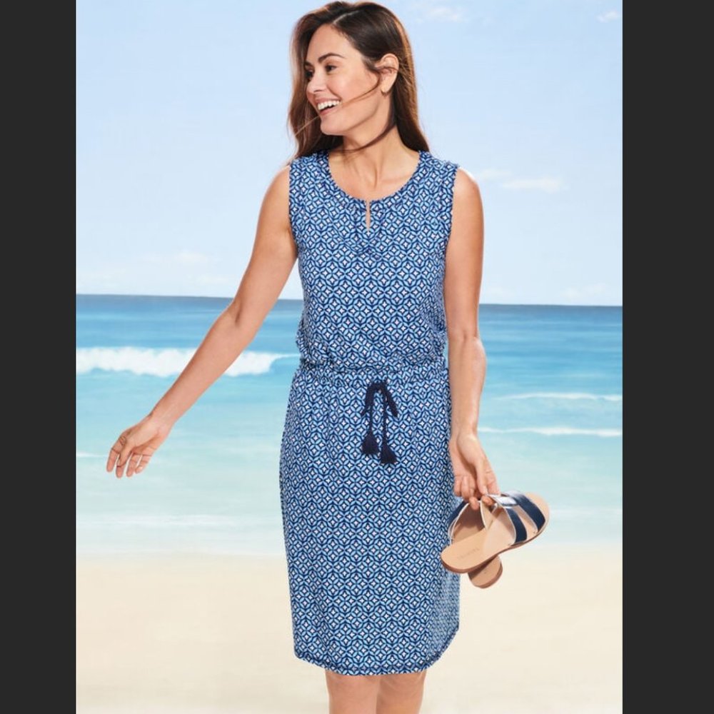 Talbots - Jersey Split Neck Leaf Medallion Dress - image 2